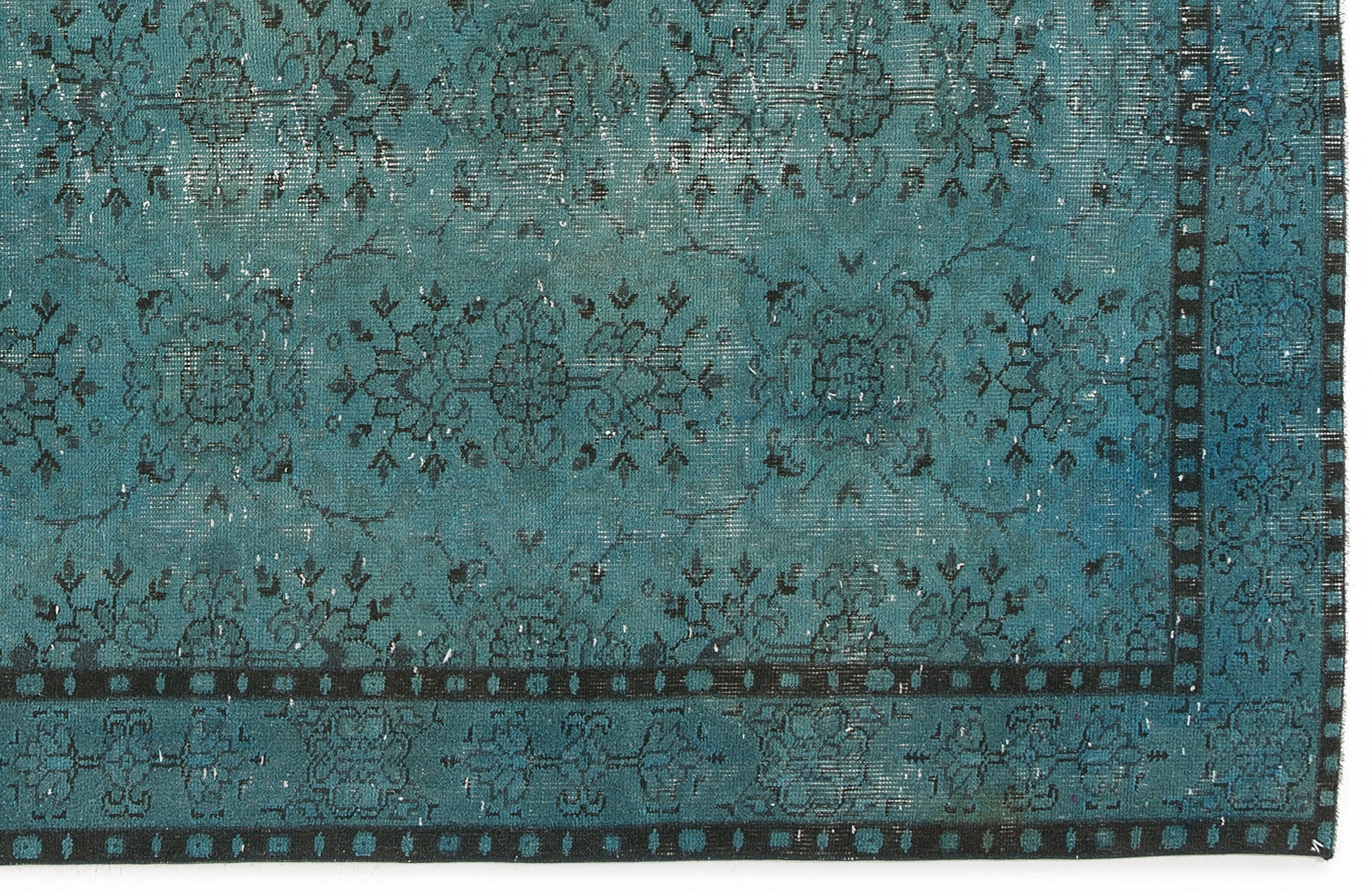 Atina Turquoise Vintage Wool Handmade Area Rug 4'10" x 9'5"