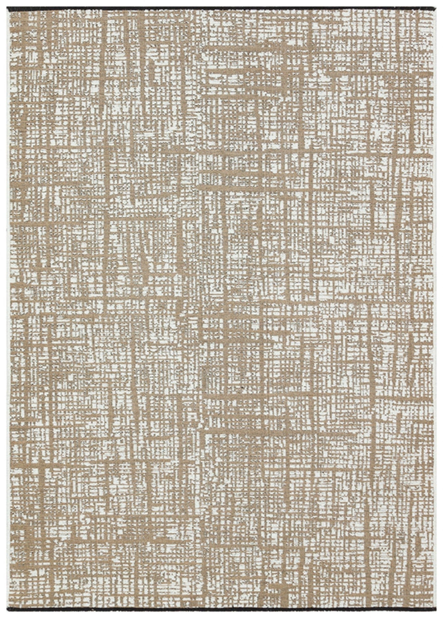 Beige Geometric Area Rug – Machine Made Rug with Cotton Yarn Carpet for Living Room