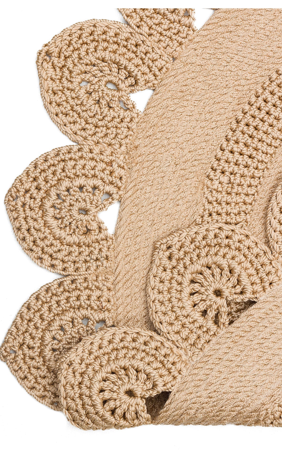 Modern Jute Rug - Beige Round Knit Rug With Soft Texture & Easy Clean