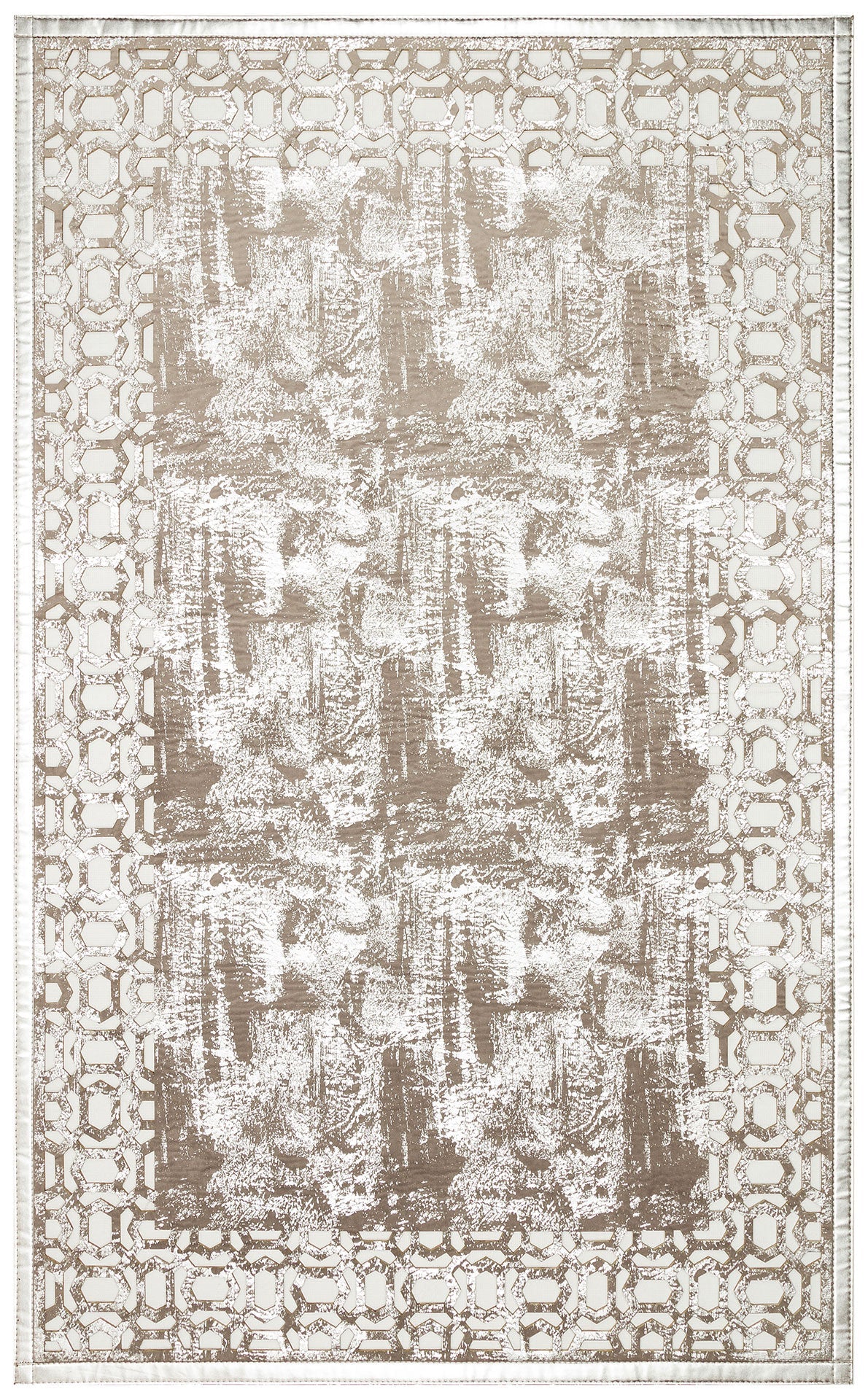 Carved Leather Rug - Modern Grey Leather Carpet With Shiny Border & Anti Slip