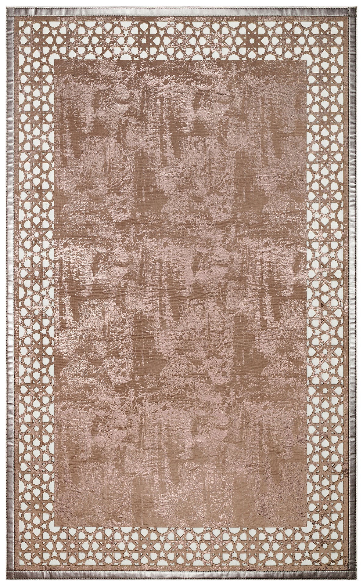 Modern Leather Rug - Bronze Artificial Leather Carpet with Shiny Embroidery