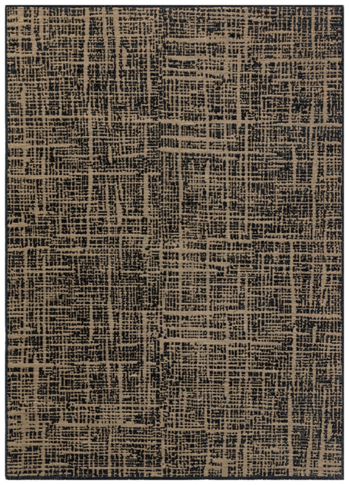 Modern Area Rug - Machine Made Brown Black Woven Cotton Carpet for Living Room