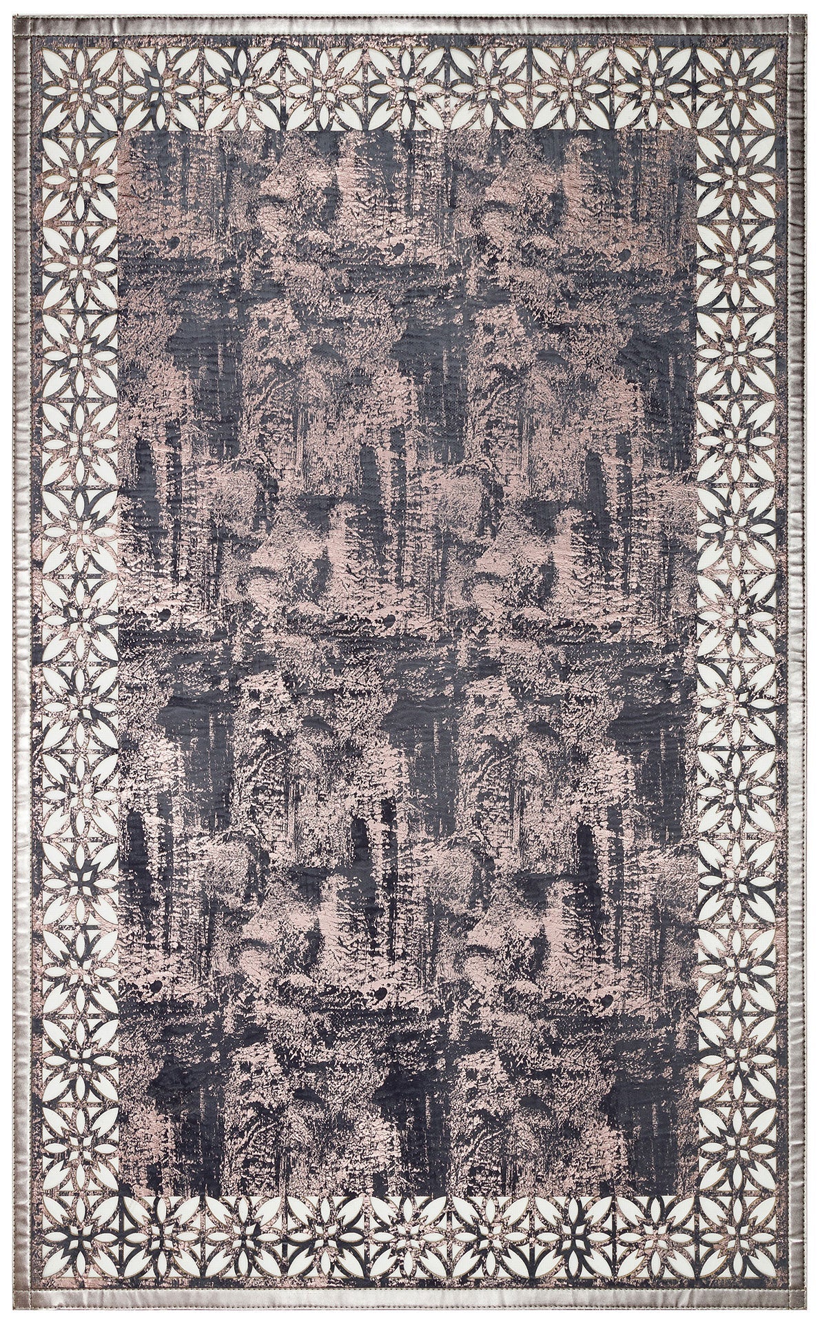 Modern Leather Rug – Blue Artificial Leather Carpet with Shiny Border & Anti Slip