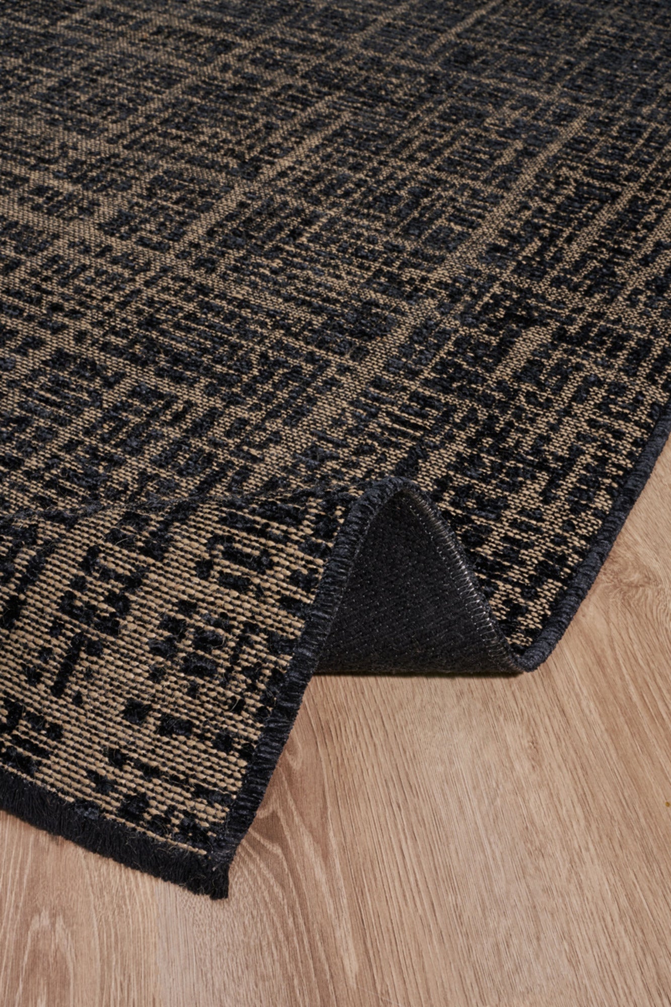 Modern Area Rug - Machine Made Brown Black Woven Cotton Carpet for Living Room