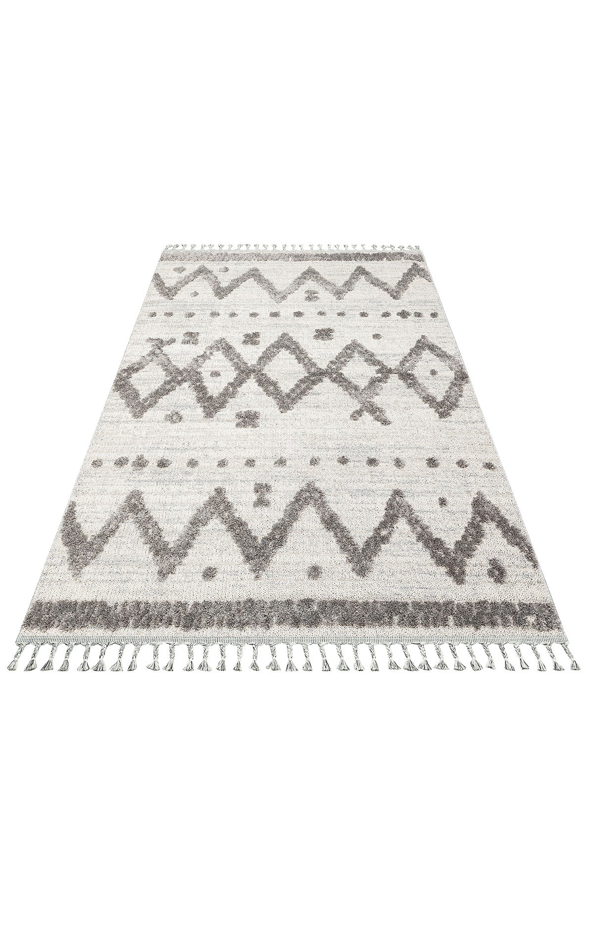 Geometric Area Rug – Machine Made Grey Rug with Soft Texture & Anti Slip