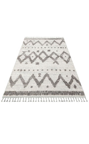 Geometric Area Rug – Machine Made Grey Rug with Soft Texture & Anti Slip