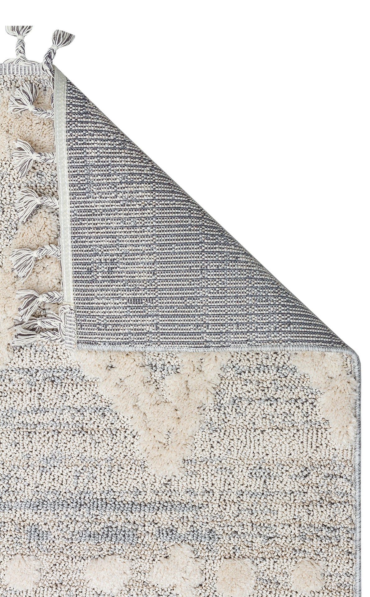 Machine Made Area Rug - Cream Geometric Flatweave Rug With Soft Texture