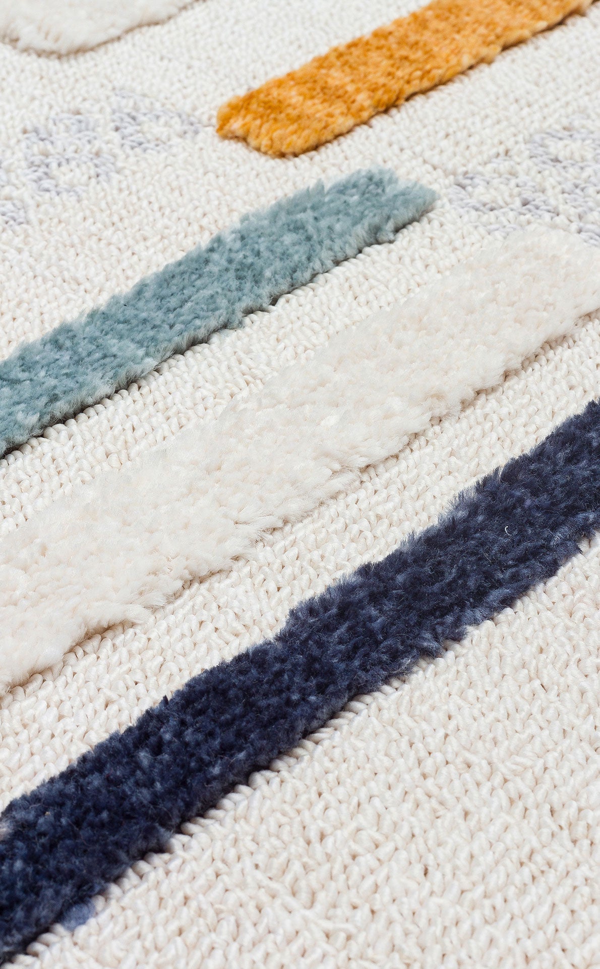 Scandinavian Striped Rug – Modern Area Rug with Ethnic Knitting Pattern, Dustproof Soft Carpet