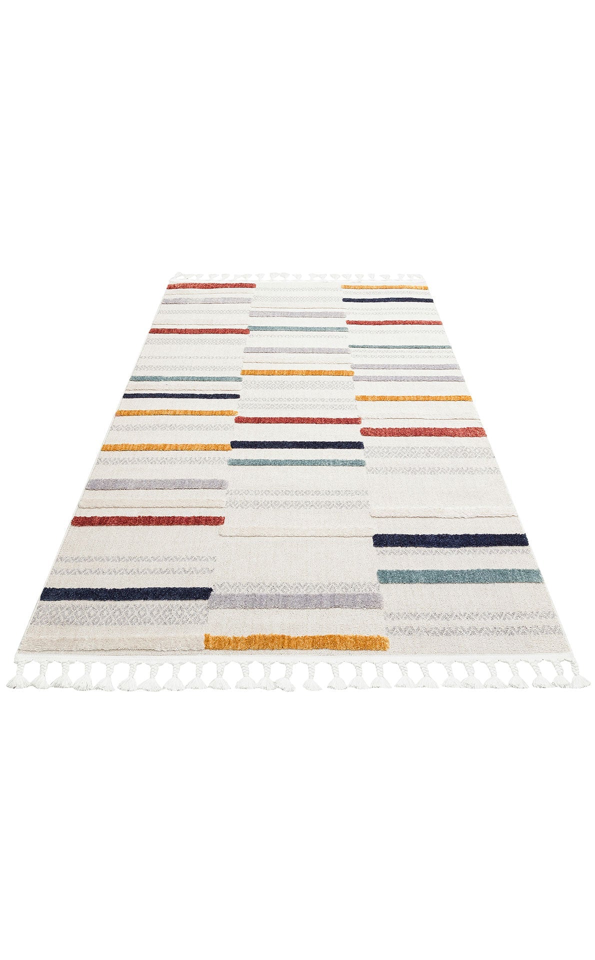 Scandinavian Striped Rug – Modern Area Rug with Ethnic Knitting Pattern, Dustproof Soft Carpet