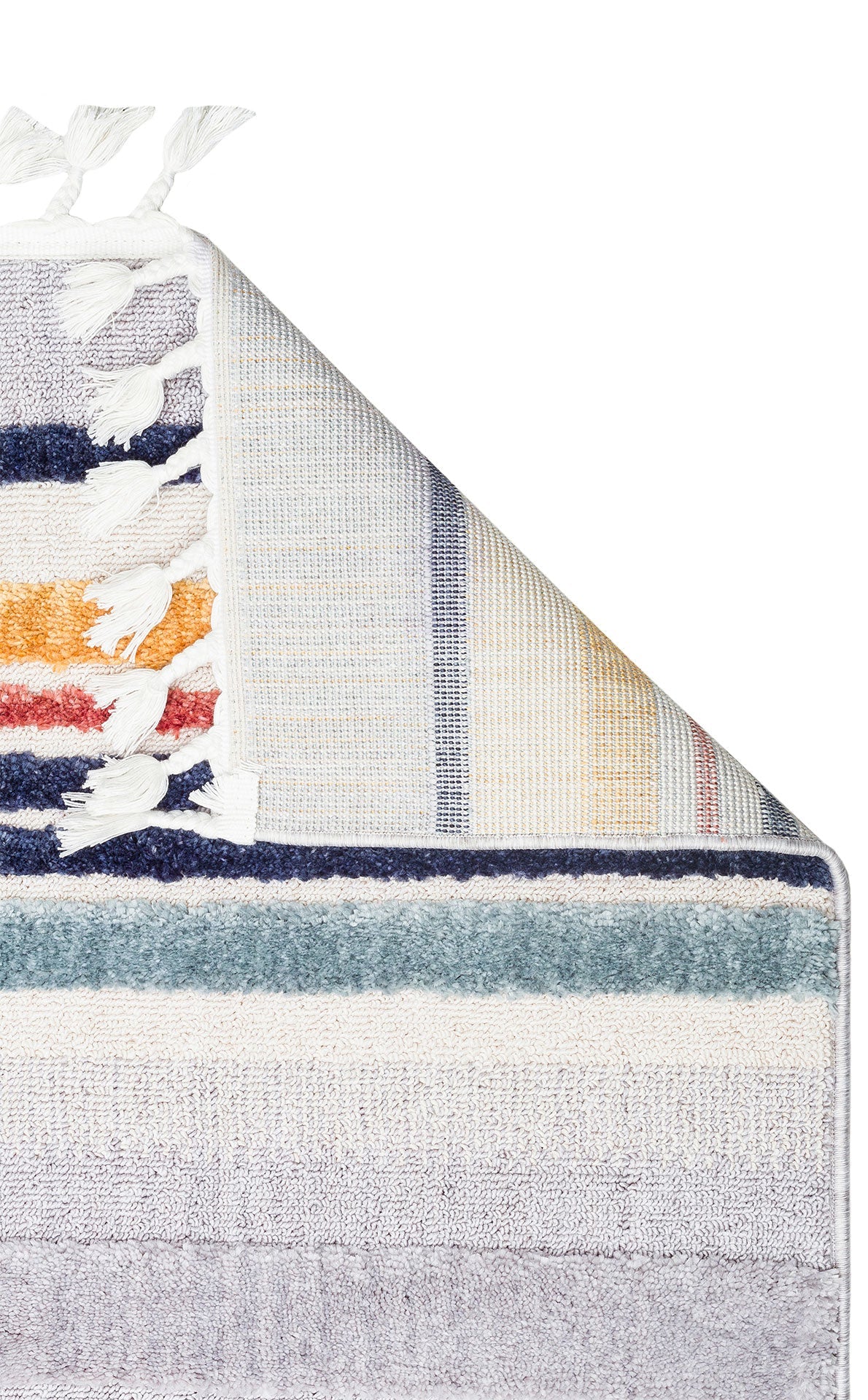 Striped Scandinavian Rug – Modern Soft Textured Carpet With Ethnic Knitting Pattern