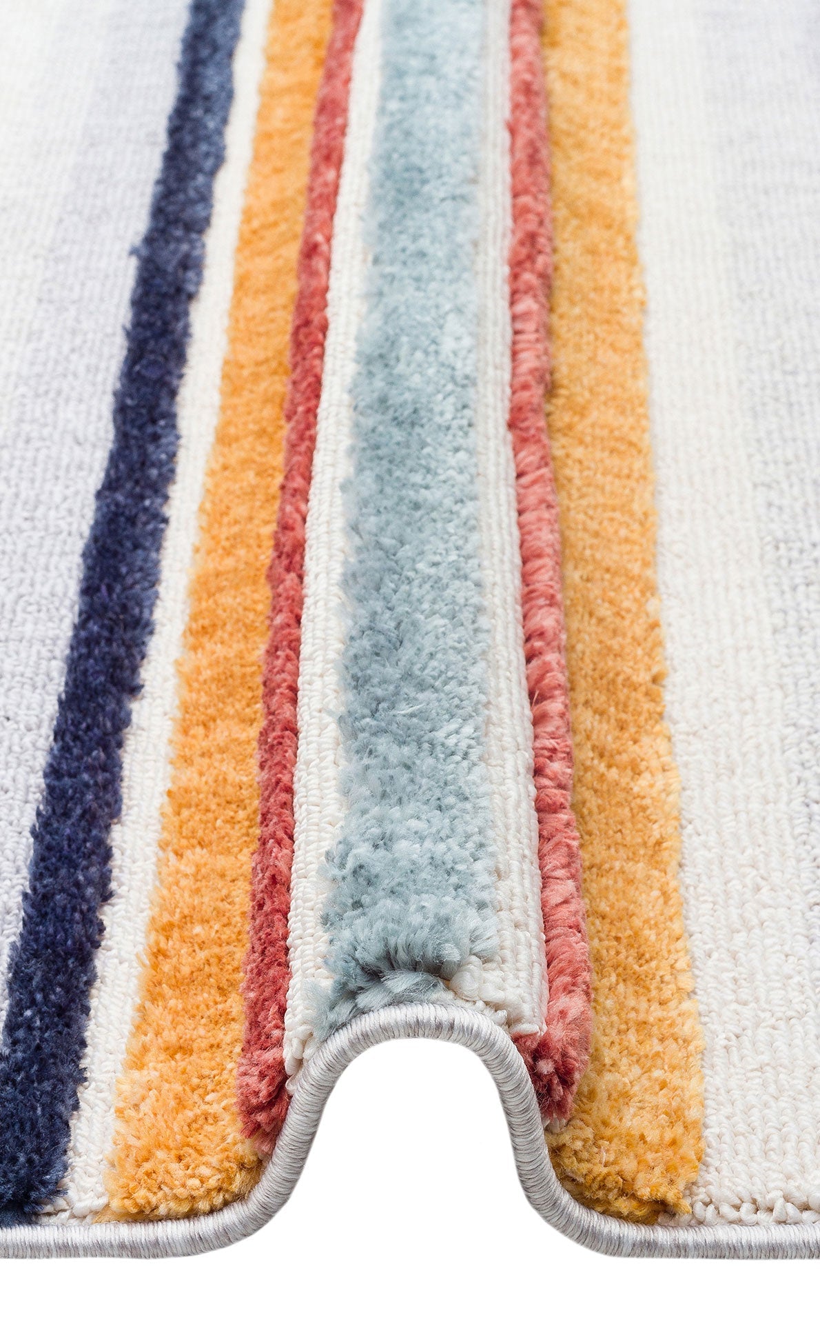 Striped Scandinavian Rug – Modern Soft Textured Carpet With Ethnic Knitting Pattern