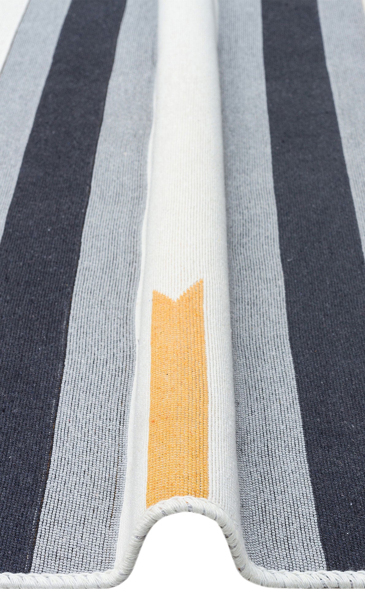 Yellow Striped Cotton Kilim - Washable Double Sided Modern Woven Rug