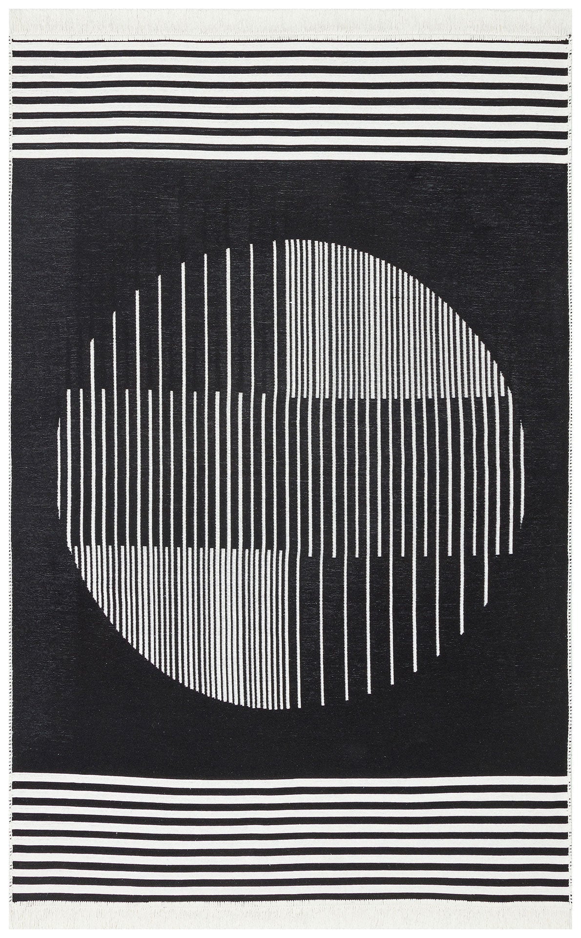 Cotton Kilim Rug | Modern Patterned Flatweave Area Rug - Reversible Cotton Carpet for Living Room