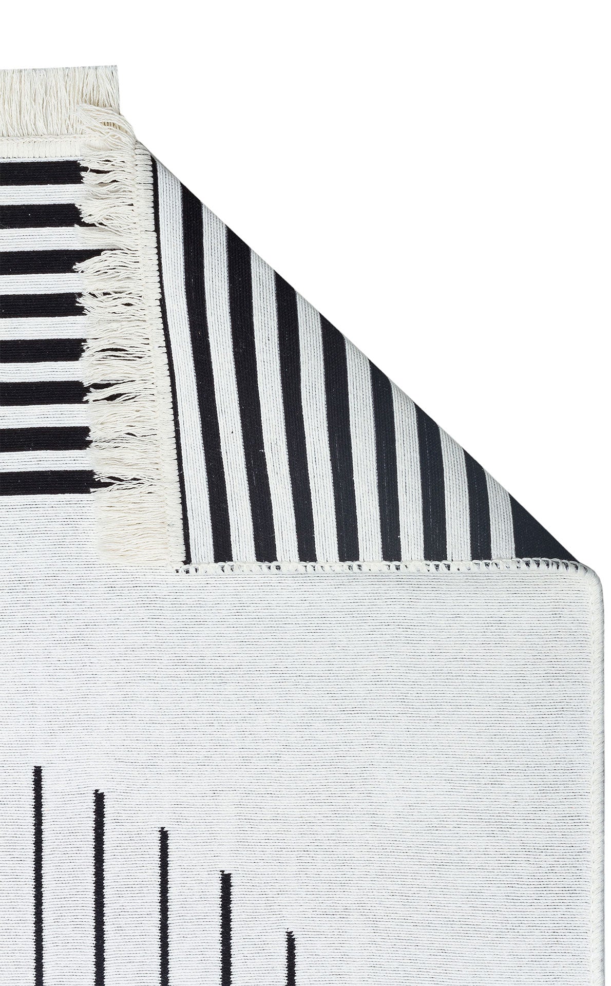 Cotton Kilim Rug | Modern Patterned Flatweave Area Rug - Reversible Cotton Carpet for Living Room