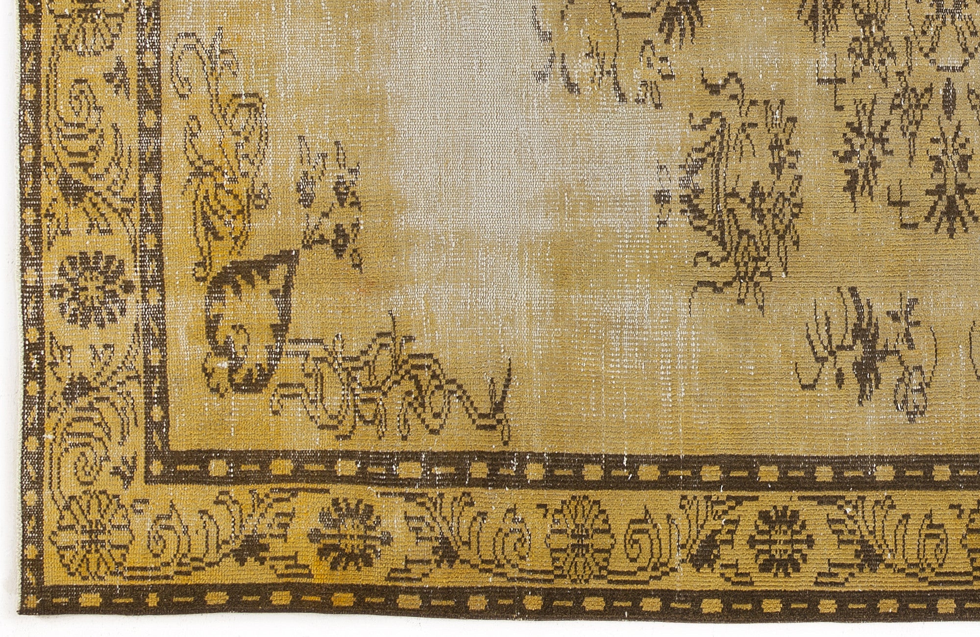 Atina Yellow Vintage Wool Handmade Area Rug 5'10" x 8'11"
