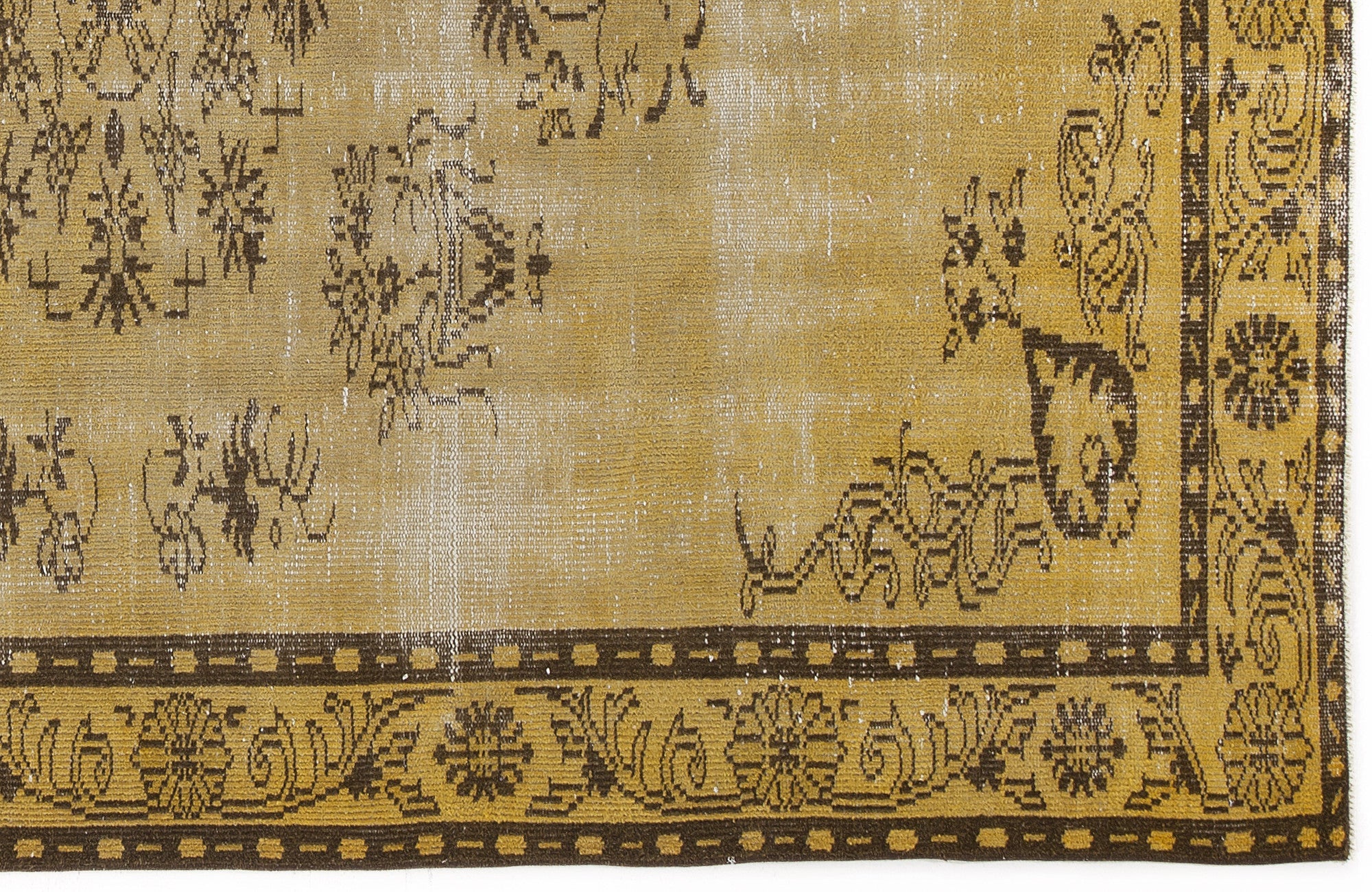 Atina Yellow Vintage Wool Handmade Area Rug 5'10" x 8'11"