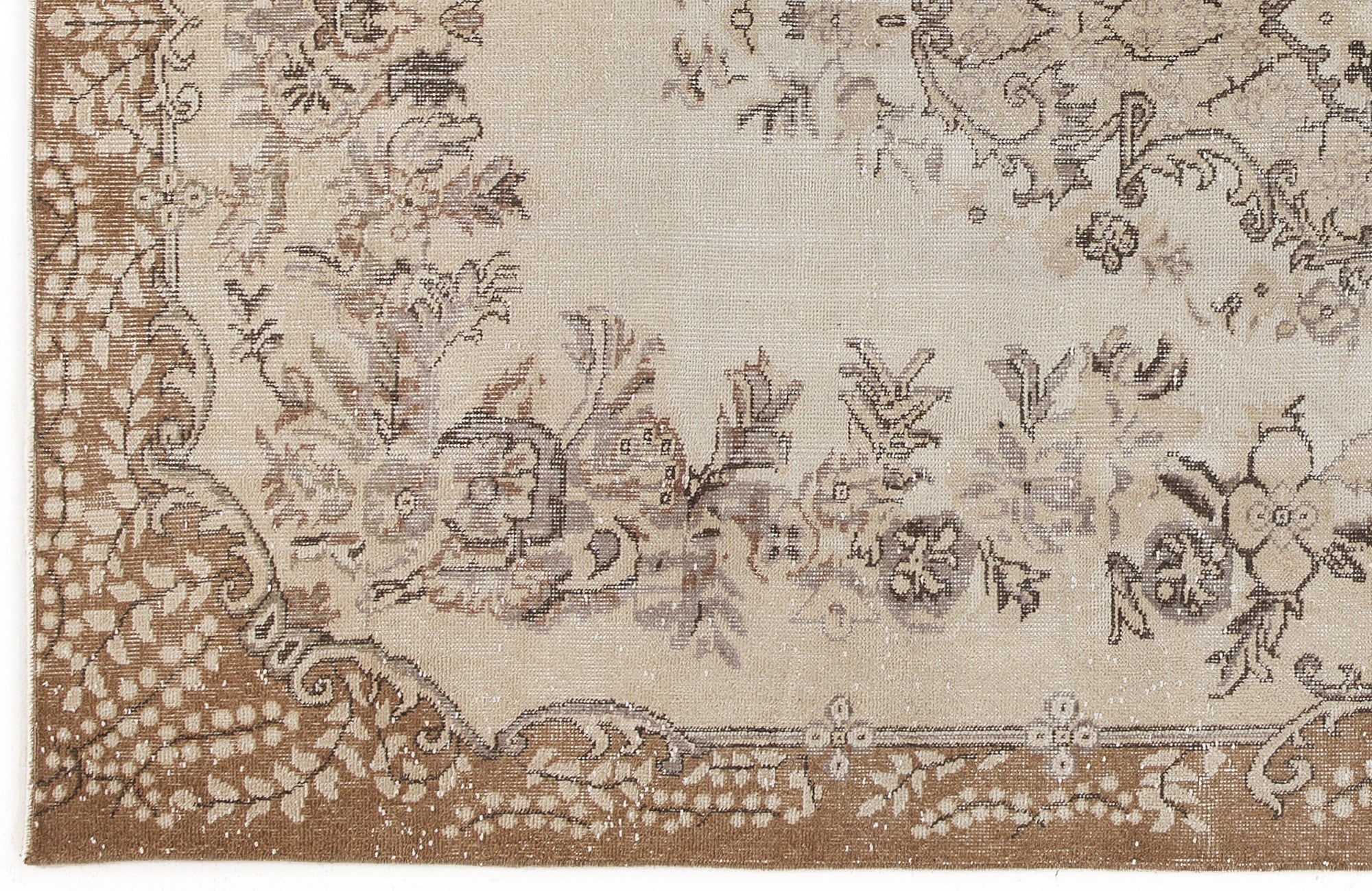 Atina Beige Vintage Wool Handmade Area Rug 6'1" x 9'10"