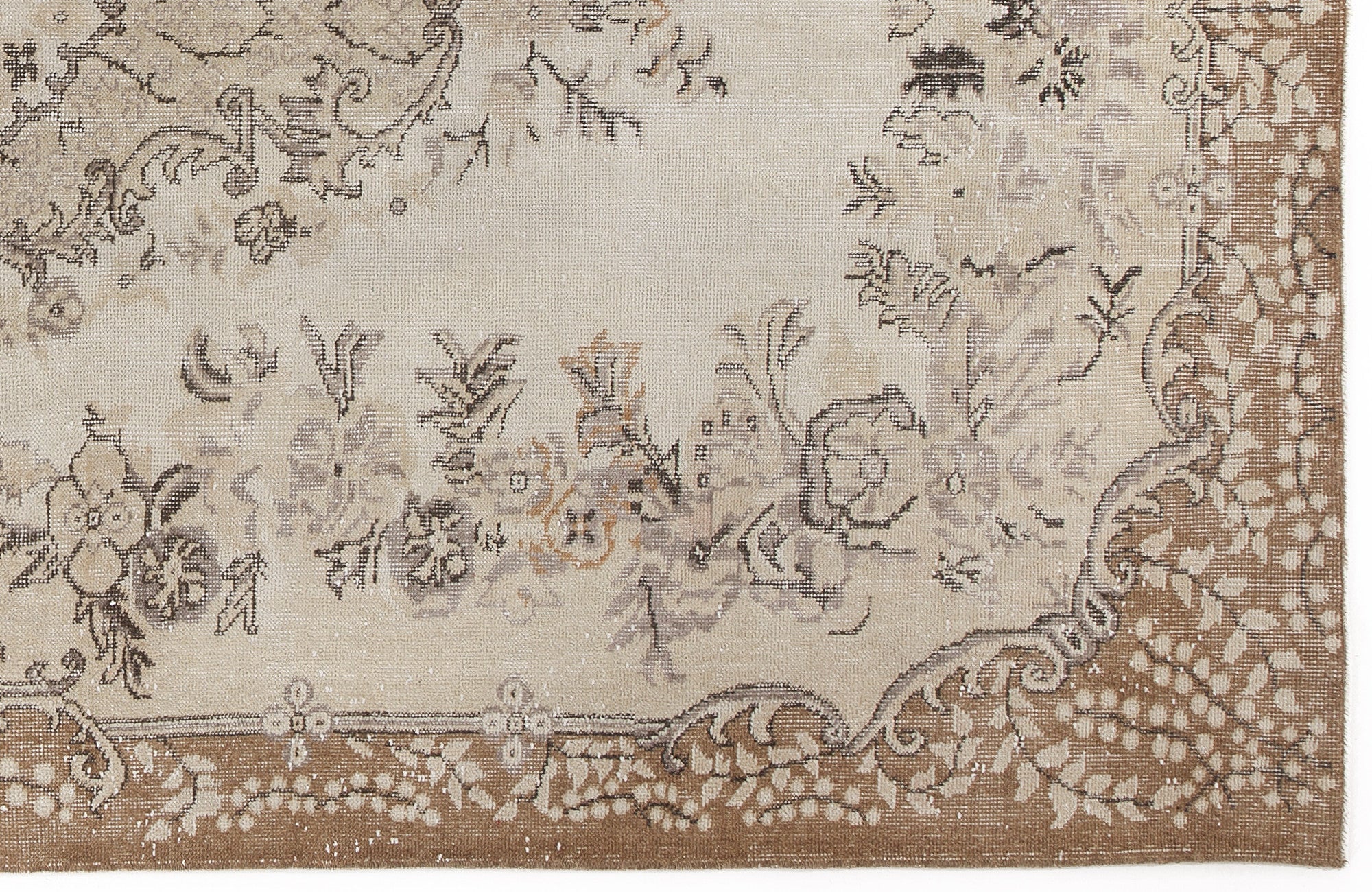 Atina Beige Vintage Wool Handmade Area Rug 6'1" x 9'10"