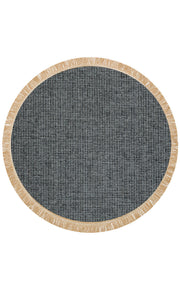 Modern Round Cotton Kilim – Anthracite Woven Cotton Rug | Non Slip Carpet