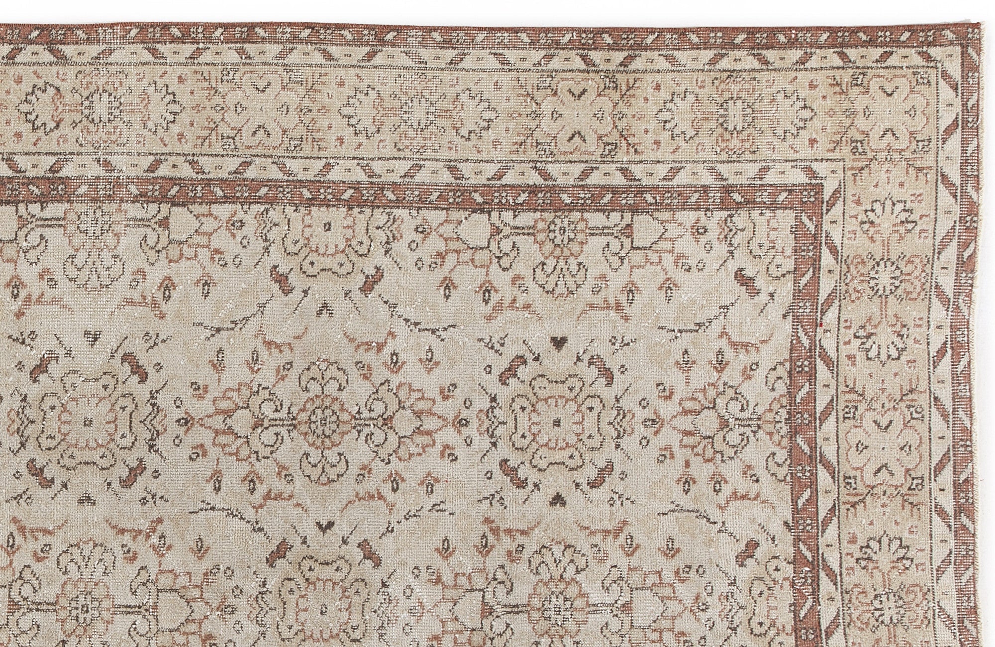 Atina Beige Vintage Wool Handmade Area Rug 5'8" x 9'5"