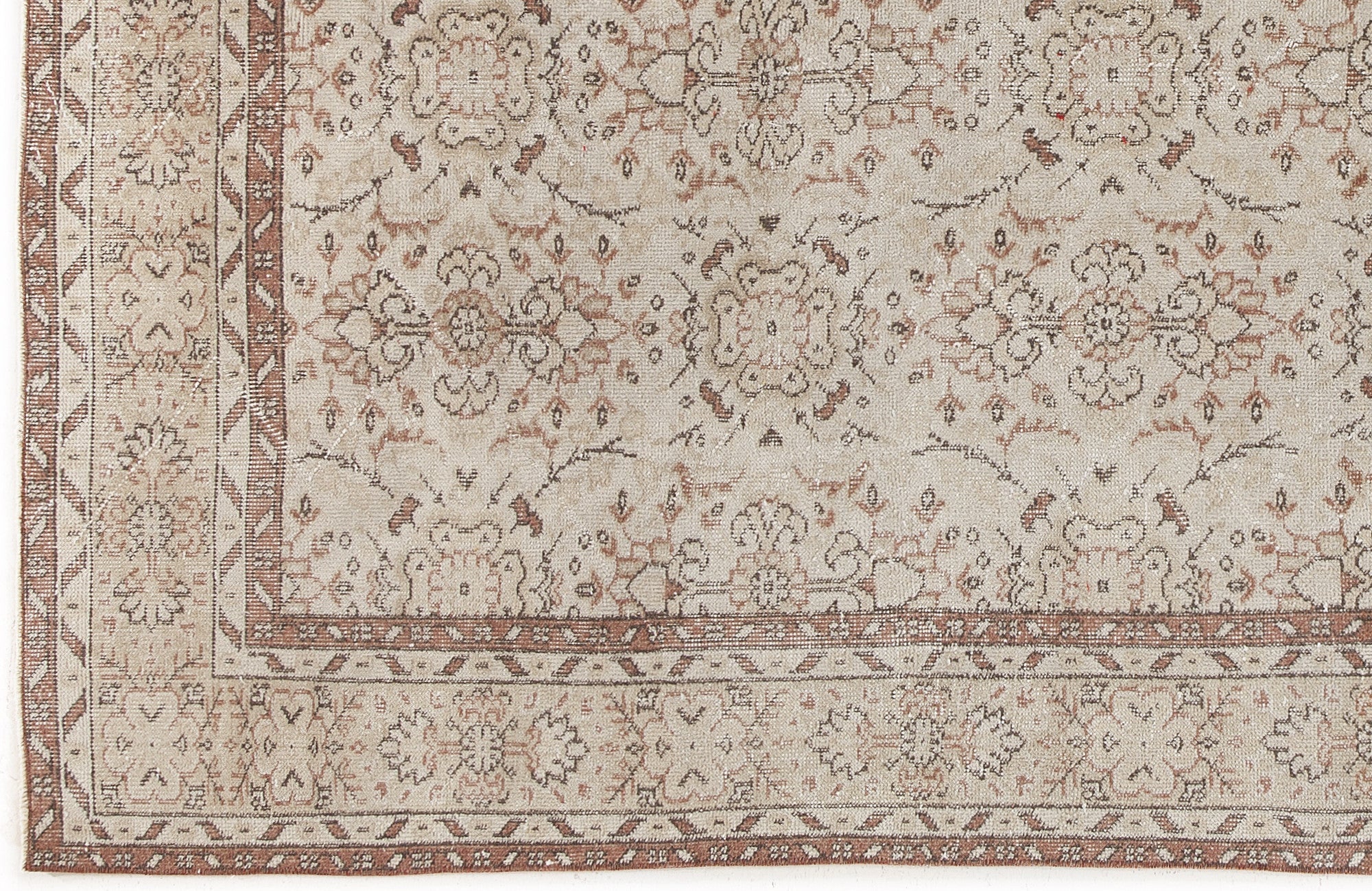 Atina Beige Vintage Wool Handmade Area Rug 5'8" x 9'5"