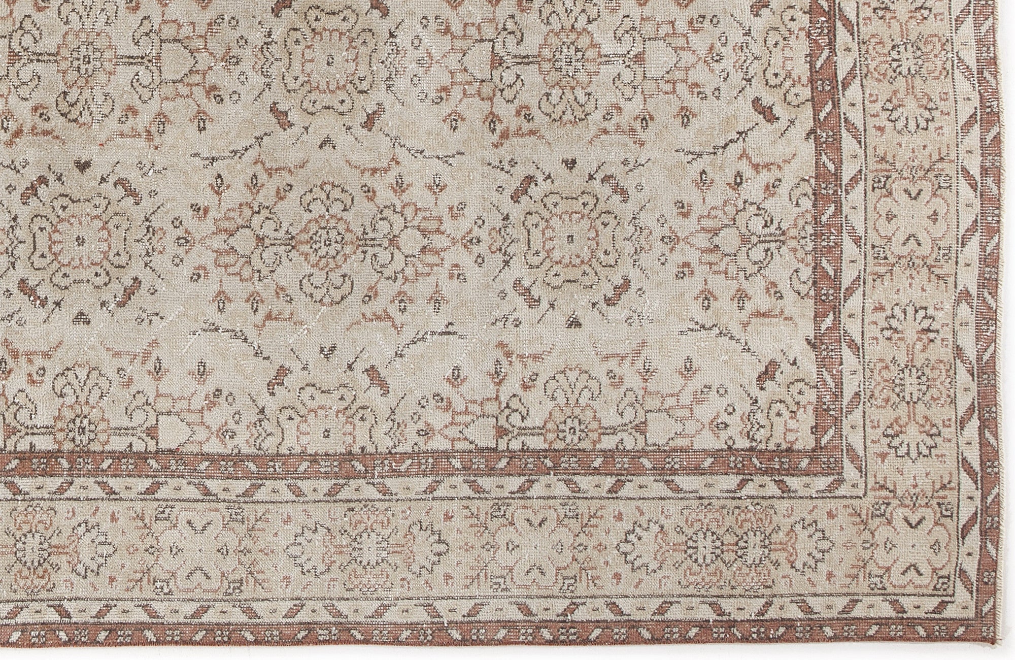 Atina Beige Vintage Wool Handmade Area Rug 5'8" x 9'5"