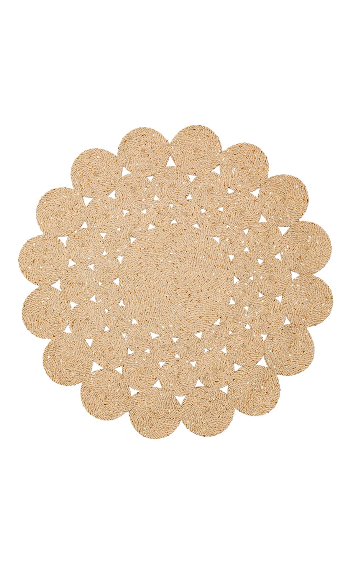 Round Jute Rug – Modern Beige Knit Pattern | Soft Texture Dust Free Carpet