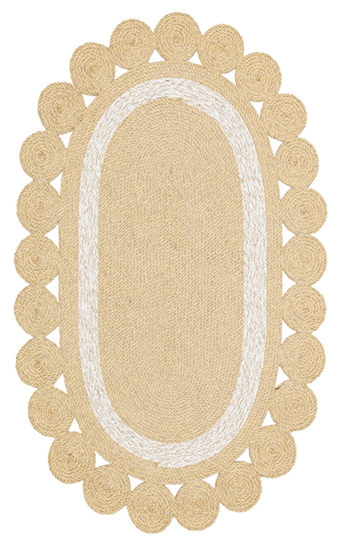 Modern Jute Rug - Beige Oval Knit Rug | Eco Friendly, Dust Free Carpet