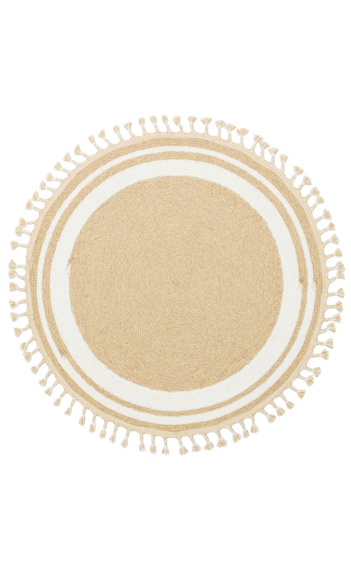 Round Jute Rug – Modern Beige Cotton Flatweave Eco Friendly Carpet