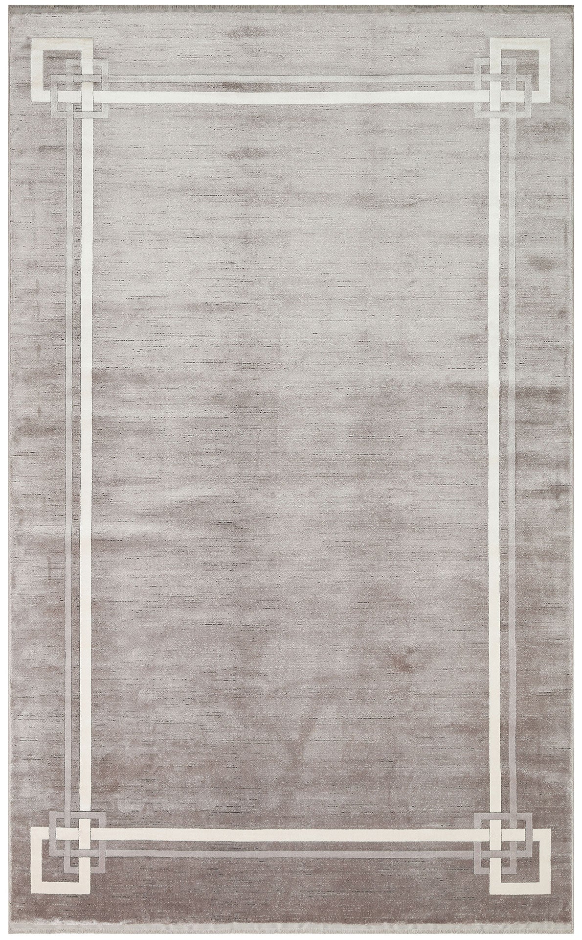 Machine Made Area Rug - Grey Frame Rug | Art Deco Carpet, Soft Texture, Easy To Clean