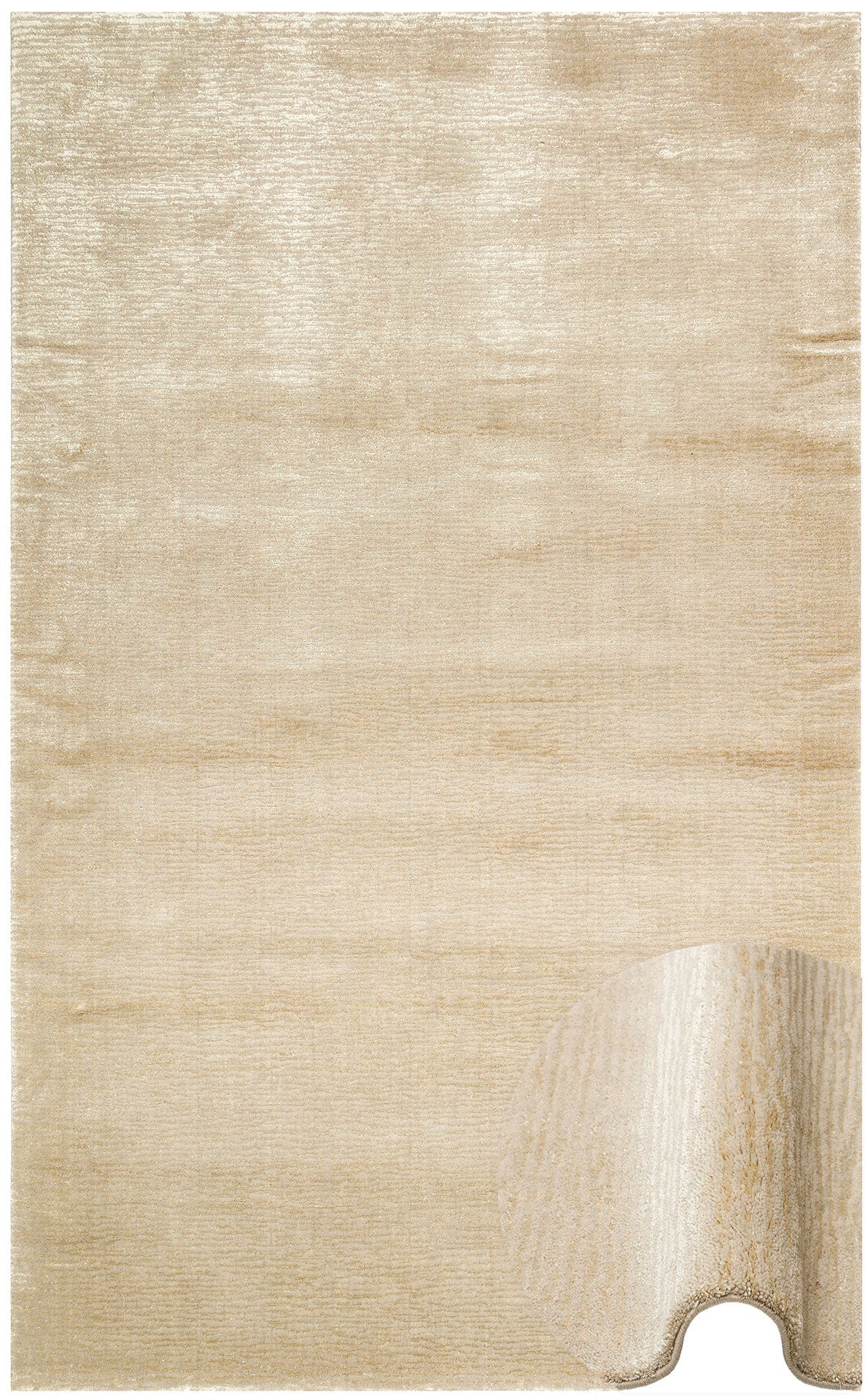 Handmade Wool Viscose Rug – Modern Flatweave Area Rug, Beige Wool Carpet