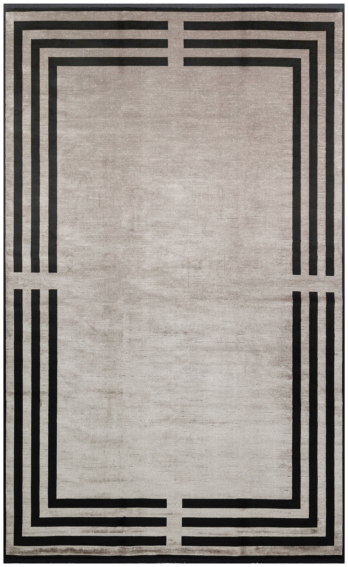 Grey Viscose Area Rug - Classic Machine Made Rug with Soft Texture Carpet