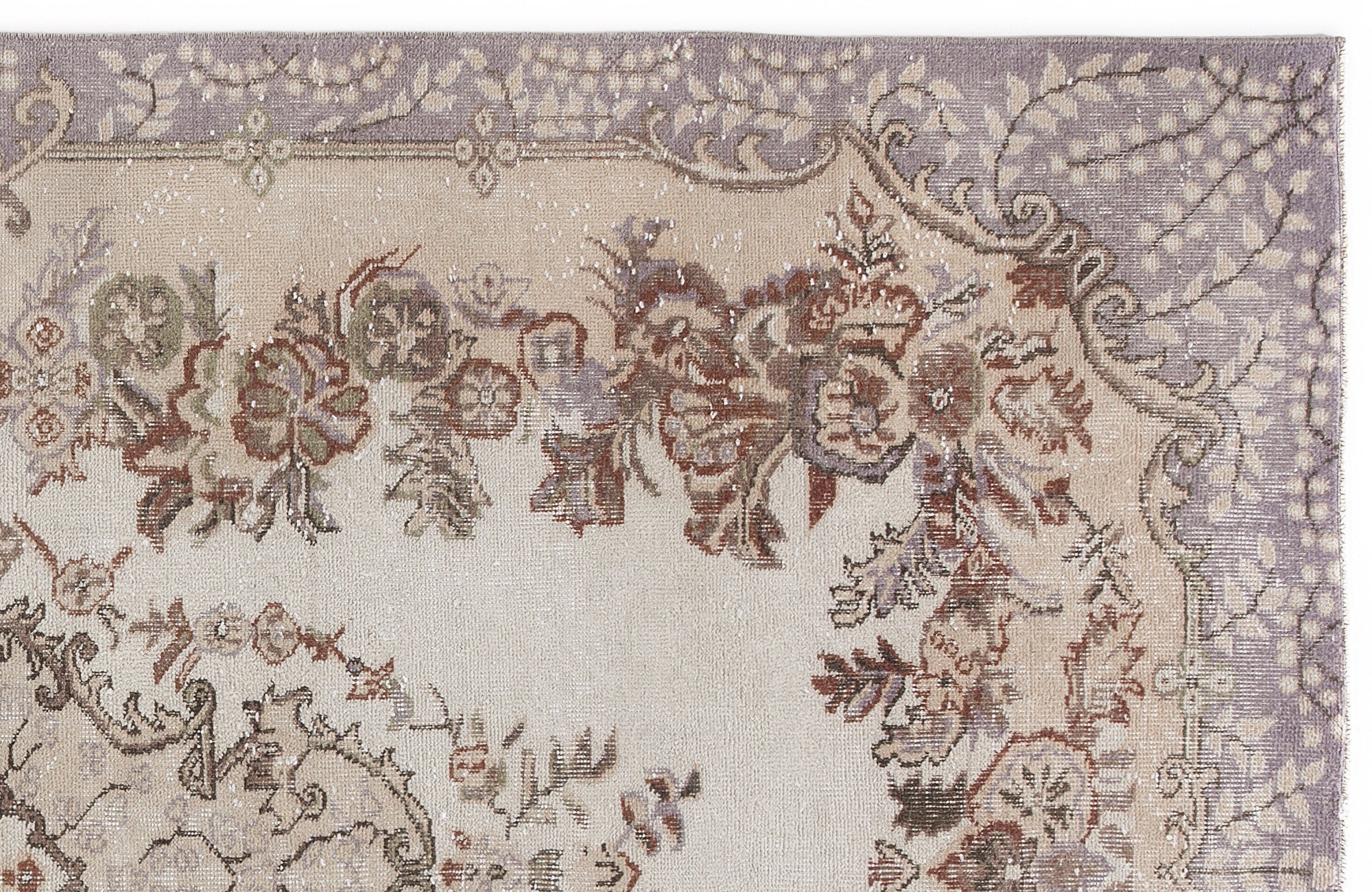 Atina Beige Vintage Wool Handmade Area Rug 5'7" x 9'5"