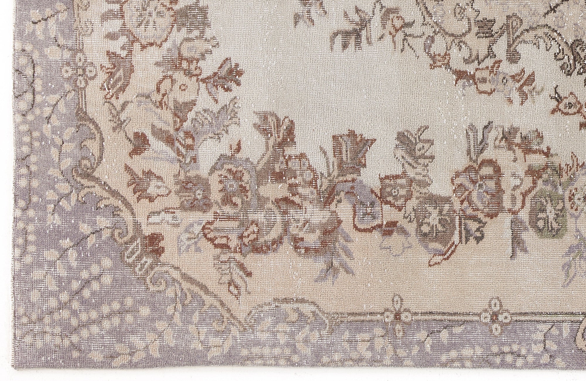 Atina Beige Vintage Wool Handmade Area Rug 5'7" x 9'5"