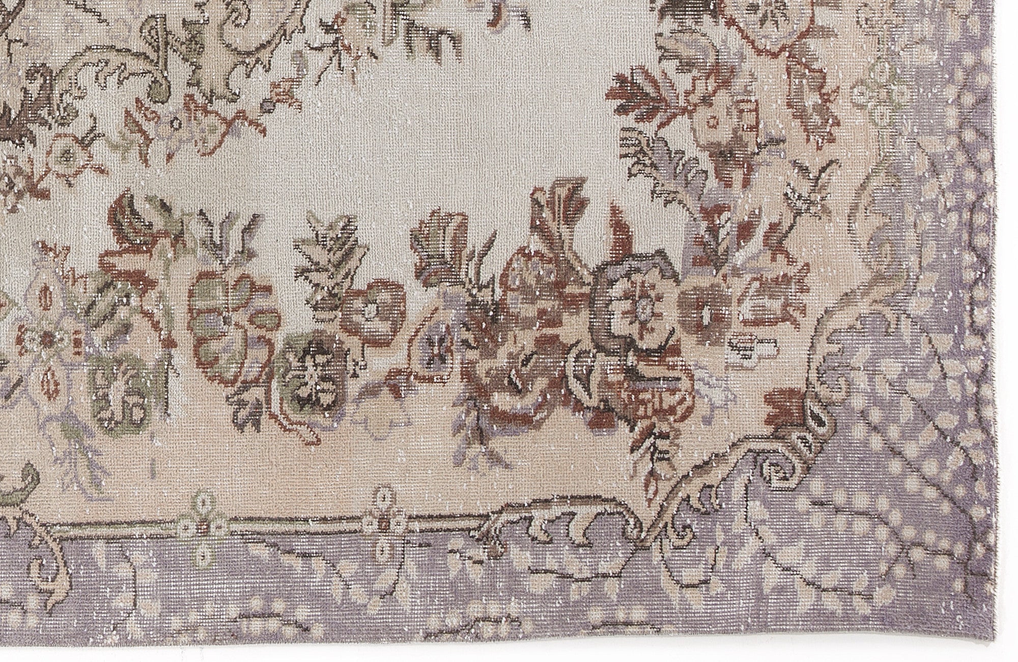 Atina Beige Vintage Wool Handmade Area Rug 5'7" x 9'5"