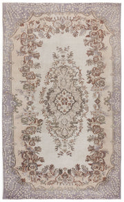 Atina Beige Vintage Wool Handmade Area Rug 5'7" x 9'5"