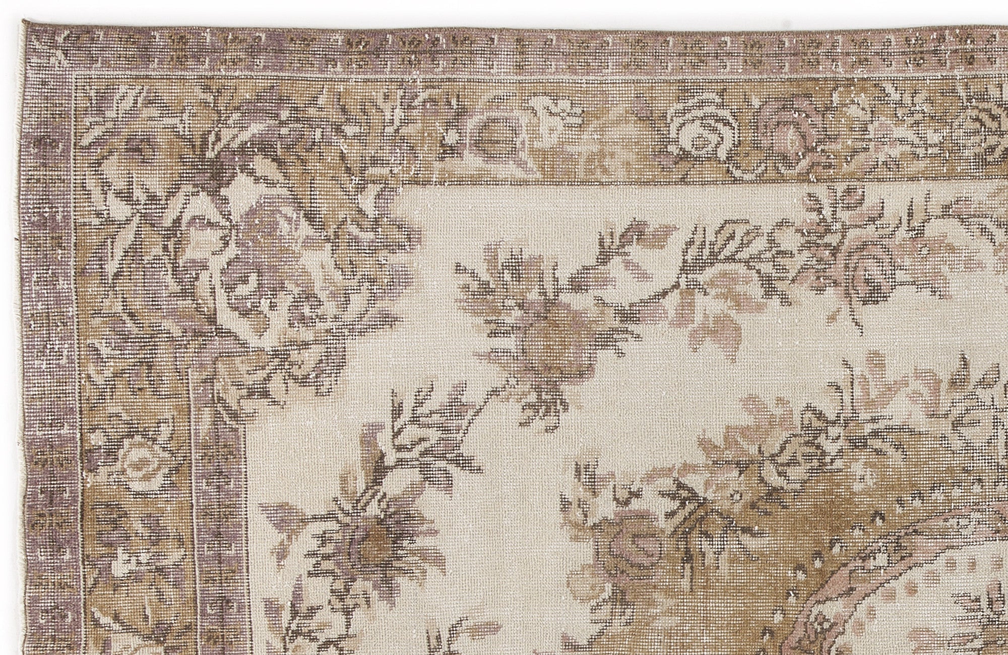 Atina Beige Vintage Wool Handmade Area Rug 5'11" x 9'7"