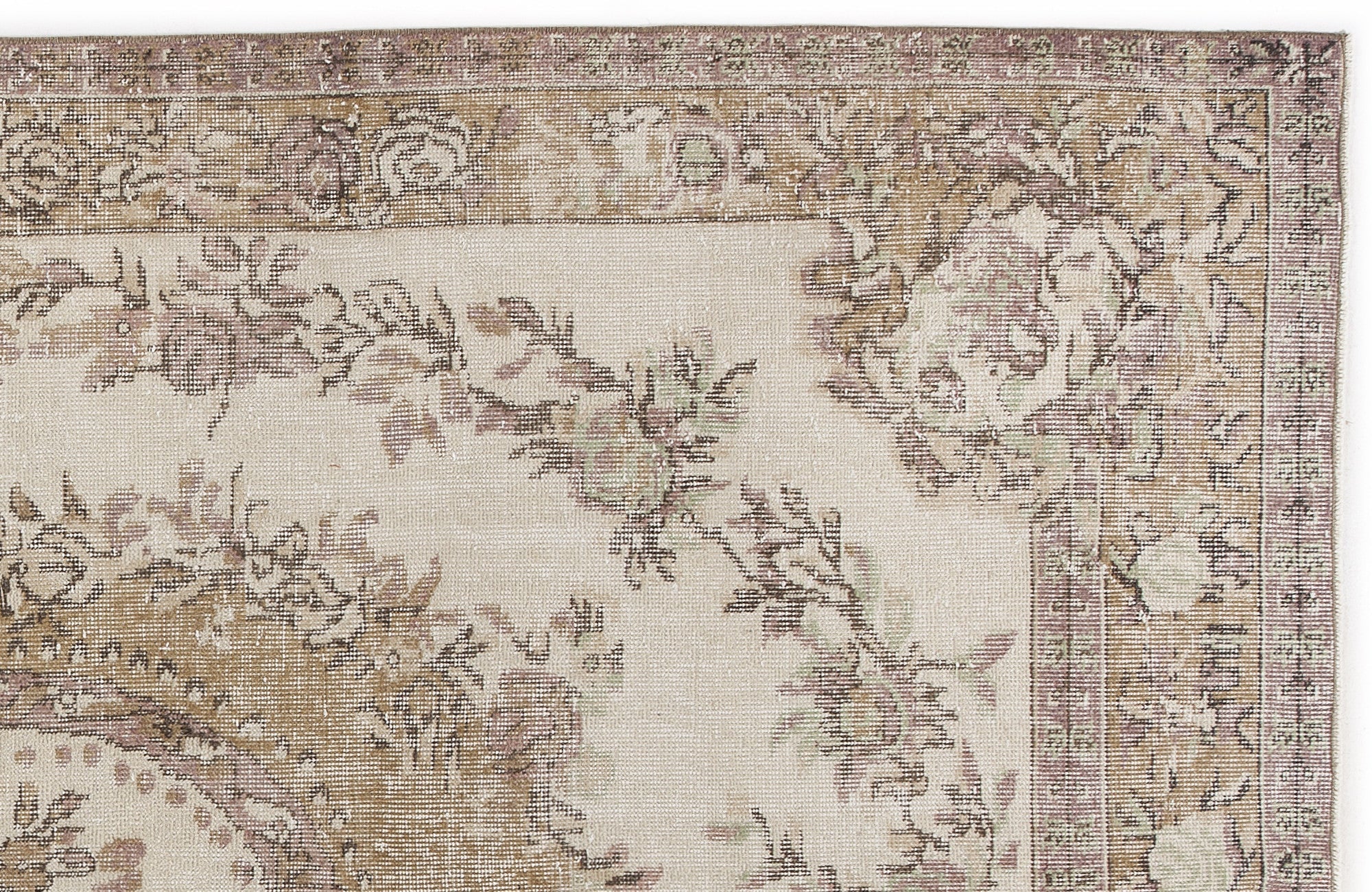 Atina Beige Vintage Wool Handmade Area Rug 5'11" x 9'7"
