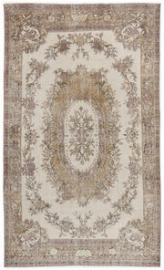 Atina Beige Vintage Wool Handmade Area Rug 5'11" x 9'7"