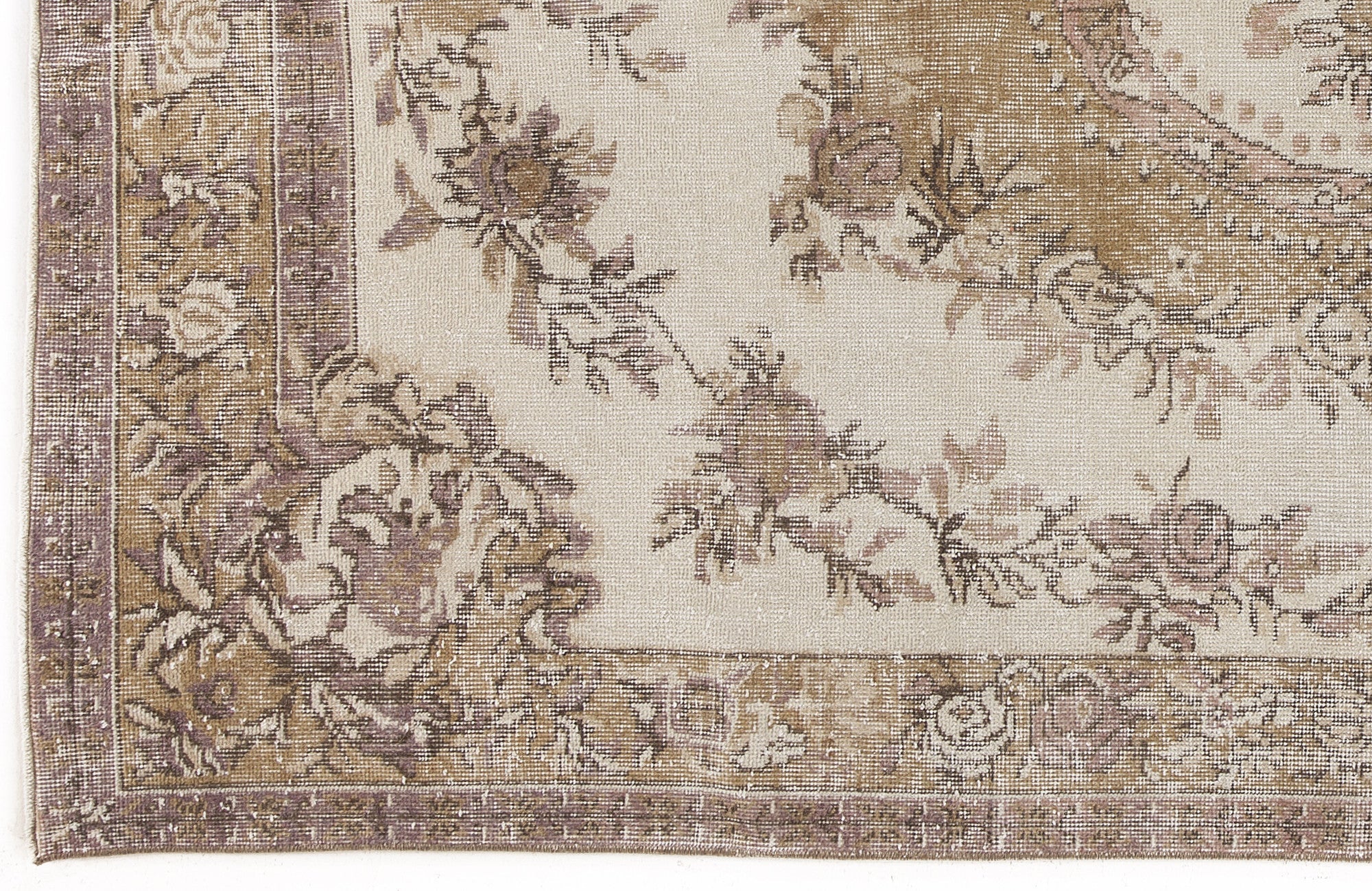 Atina Beige Vintage Wool Handmade Area Rug 5'11" x 9'7"