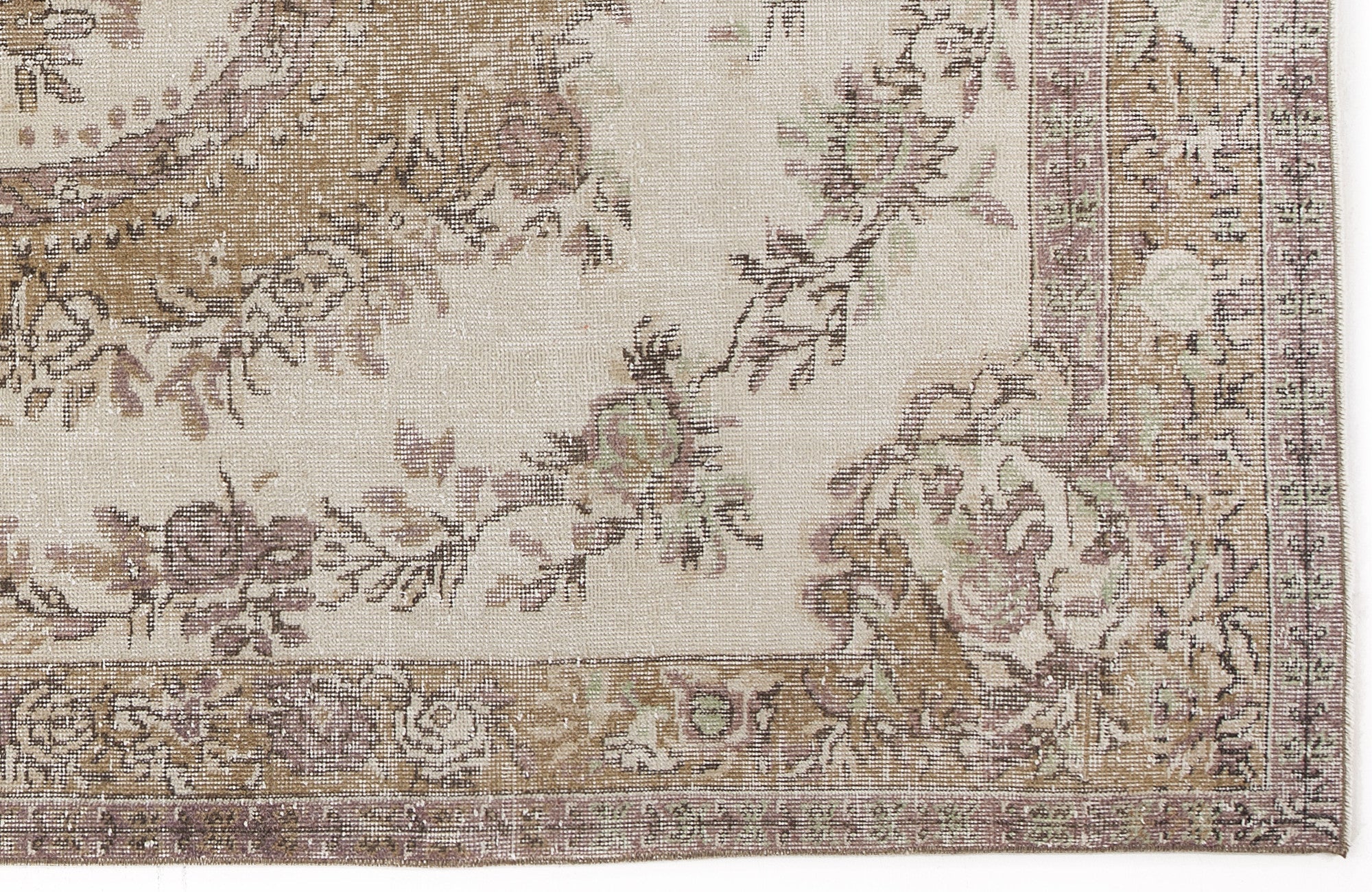 Atina Beige Vintage Wool Handmade Area Rug 5'11" x 9'7"