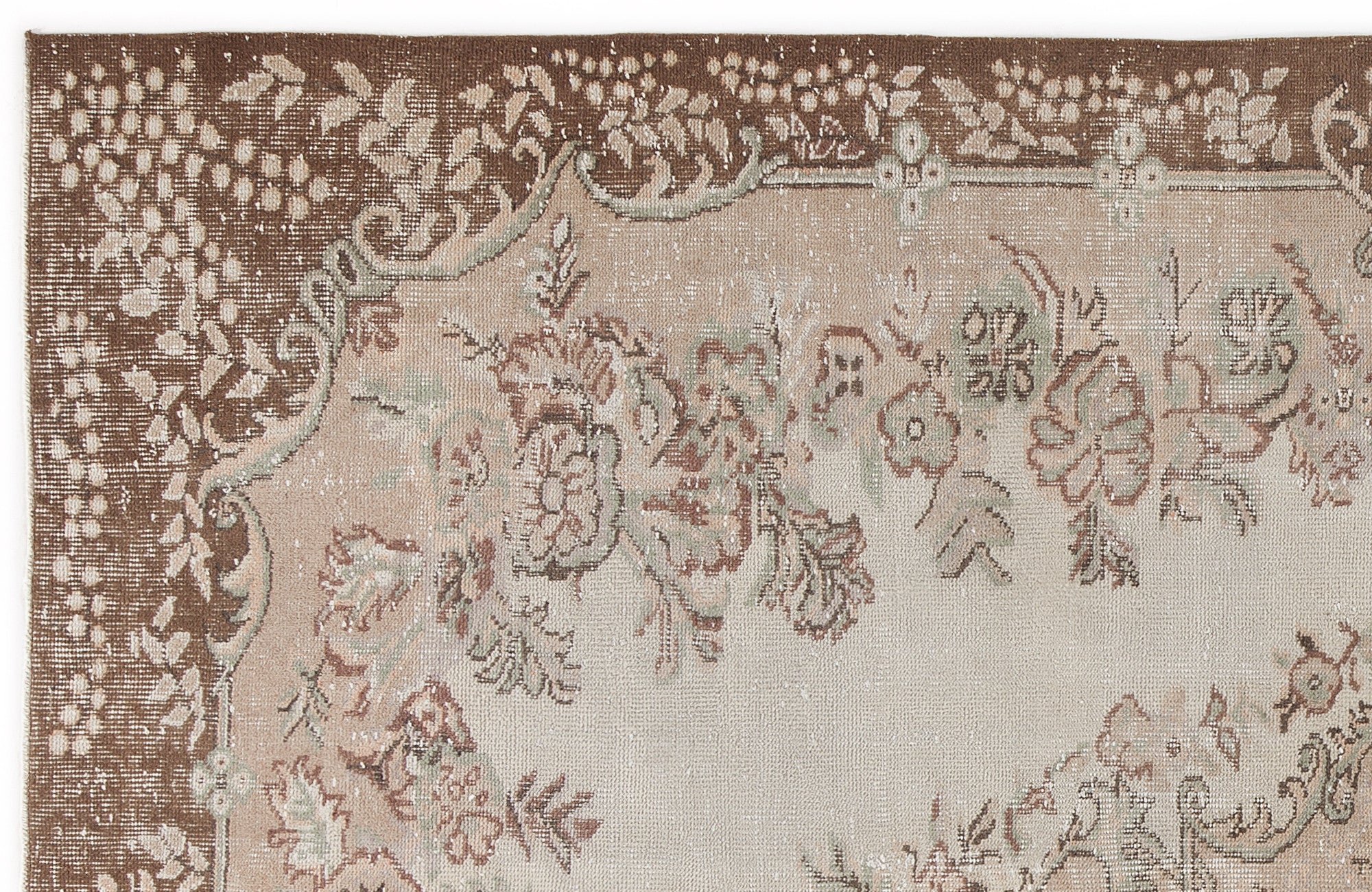 Atina Beige Vintage Wool Handmade Area Rug 6'2" x 9'5"