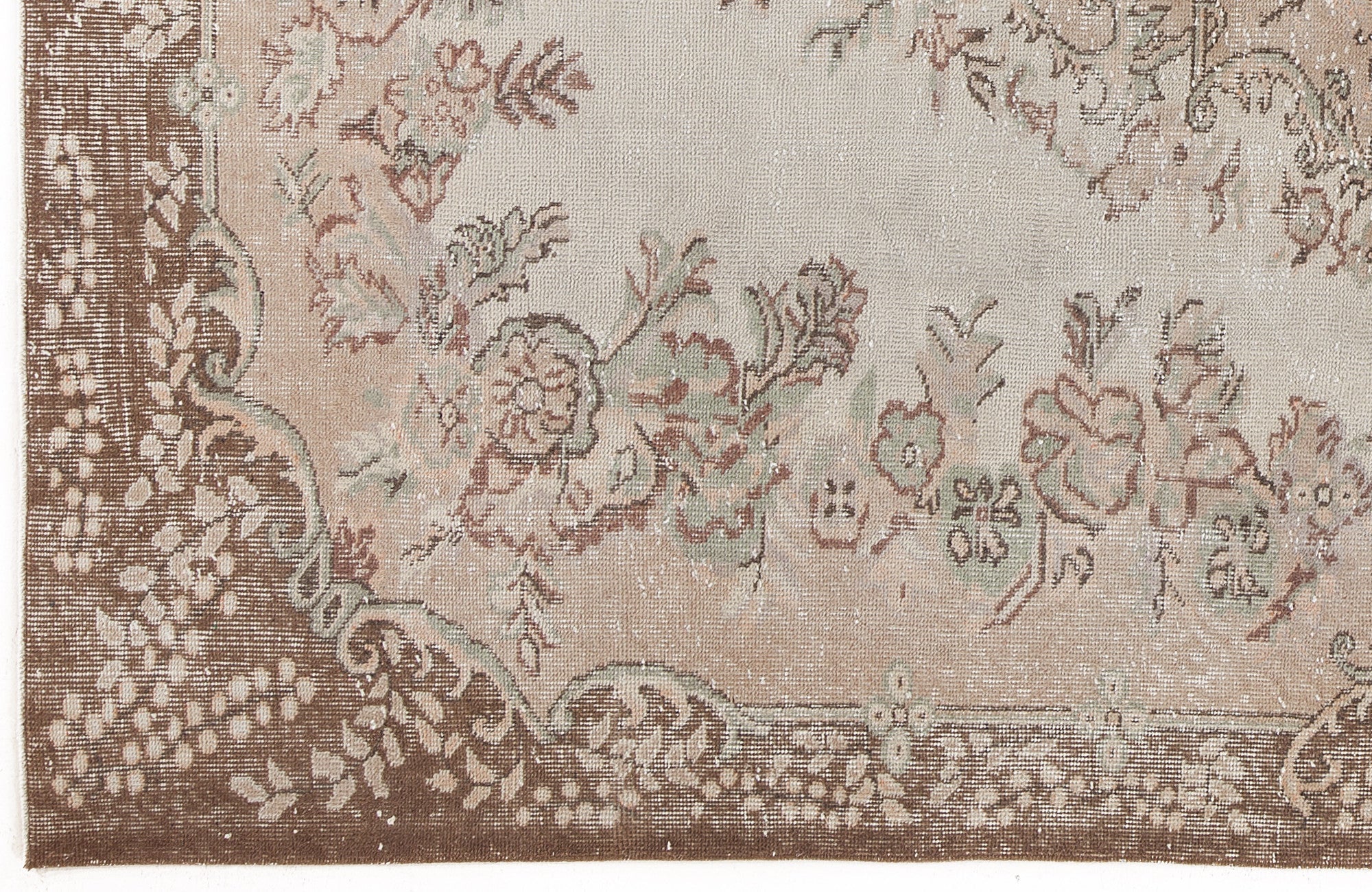 Atina Beige Vintage Wool Handmade Area Rug 6'2" x 9'5"