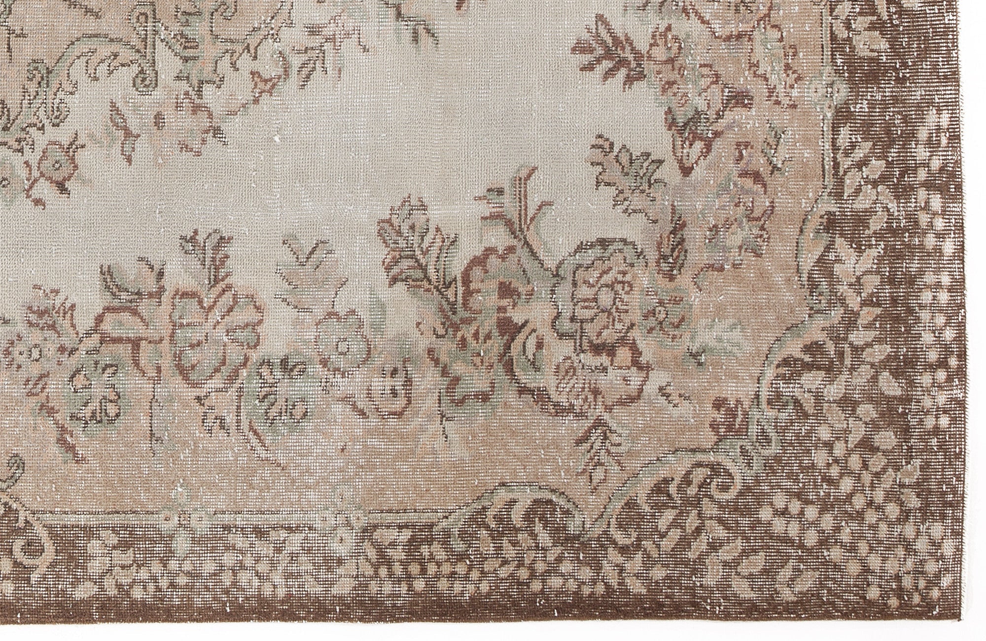 Atina Beige Vintage Wool Handmade Area Rug 6'2" x 9'5"