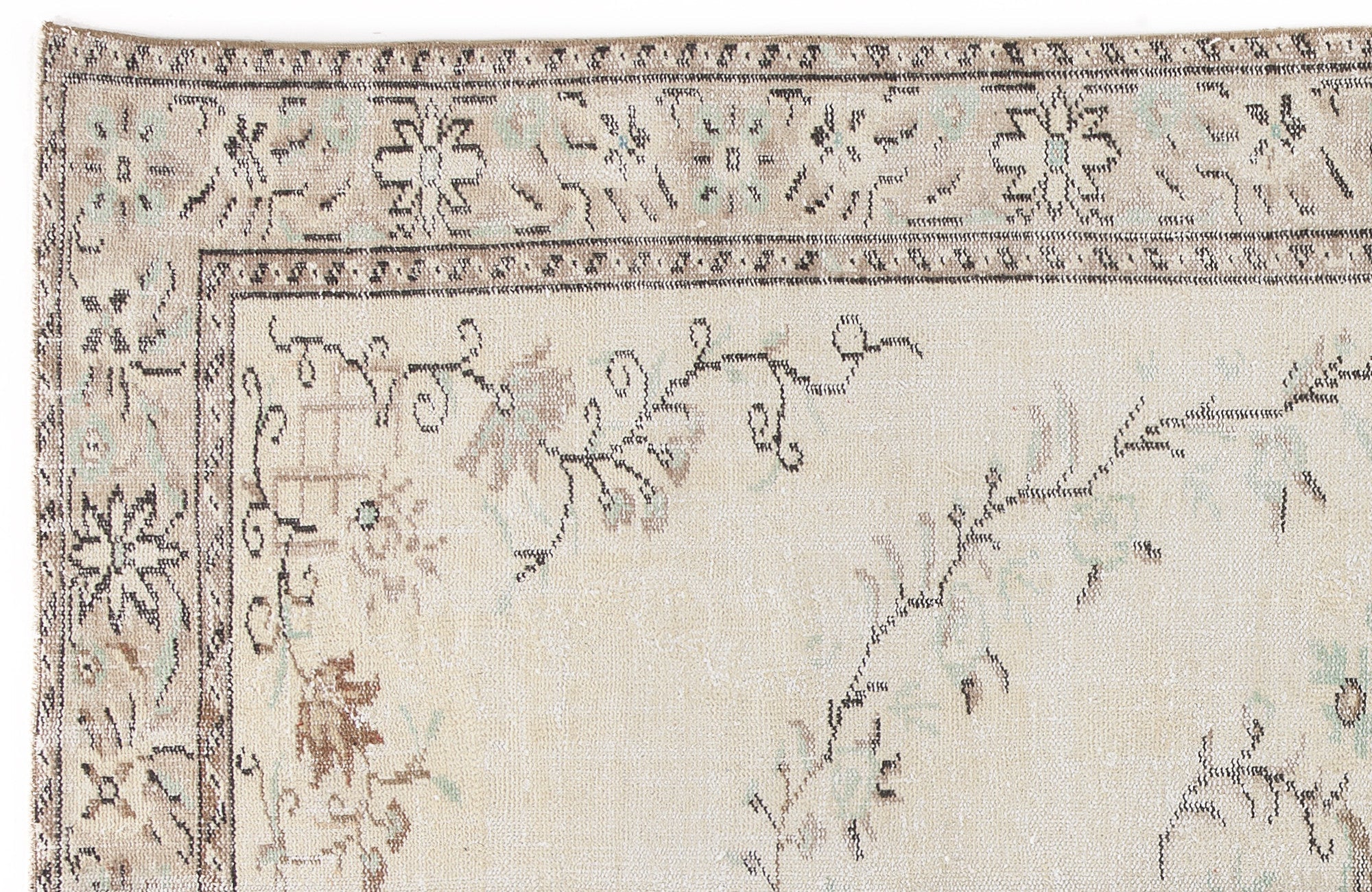 Atina Beige Vintage Wool Handmade Area Rug 5'10" x 9'9"