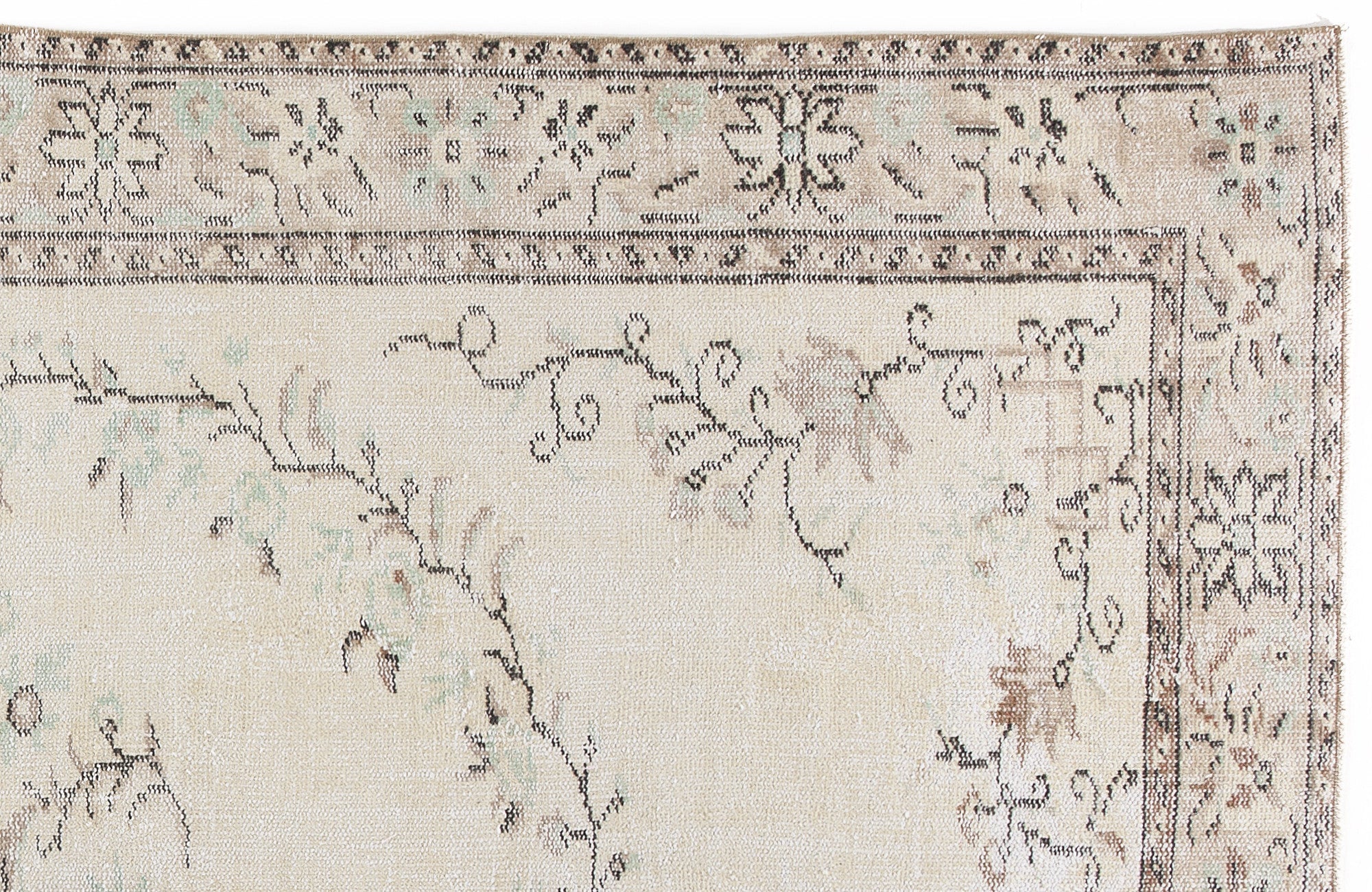 Atina Beige Vintage Wool Handmade Area Rug 5'10" x 9'9"
