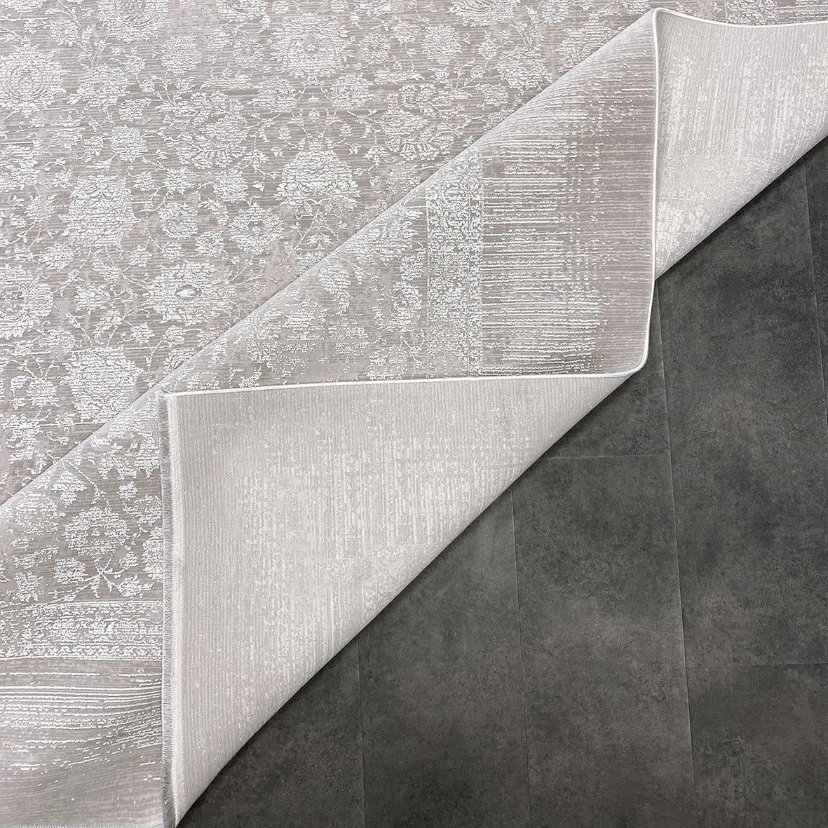 Viscose Area Rug – Machine Made Beige Frame Rug With 7mm Pile Height