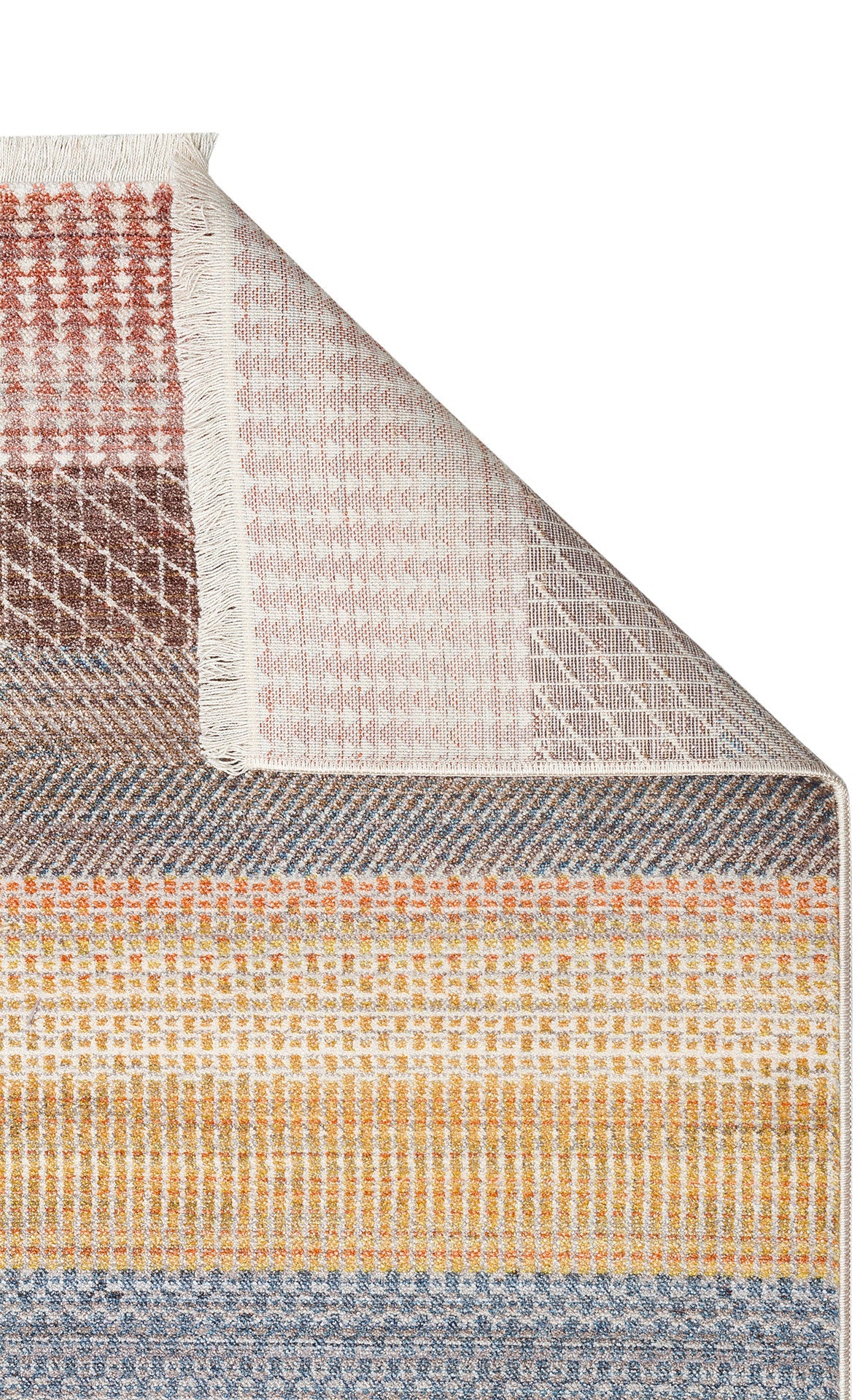 Machine Made Area Rug – Multicolor Striped Flatweave Rug With Soft Texture