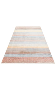 Machine Made Area Rug – Multicolor Striped Flatweave Rug With Soft Texture