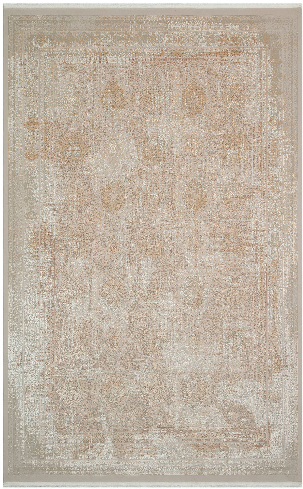 Vintage Cotton Area Rug – Machine Made Cream Rug With Anti Slip Flatweave Design